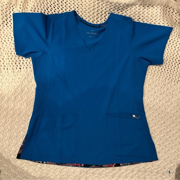 VERA BRADLEY WOMENS SCRUB T SHIRT SMALL BLUE - Picture 1 of 8